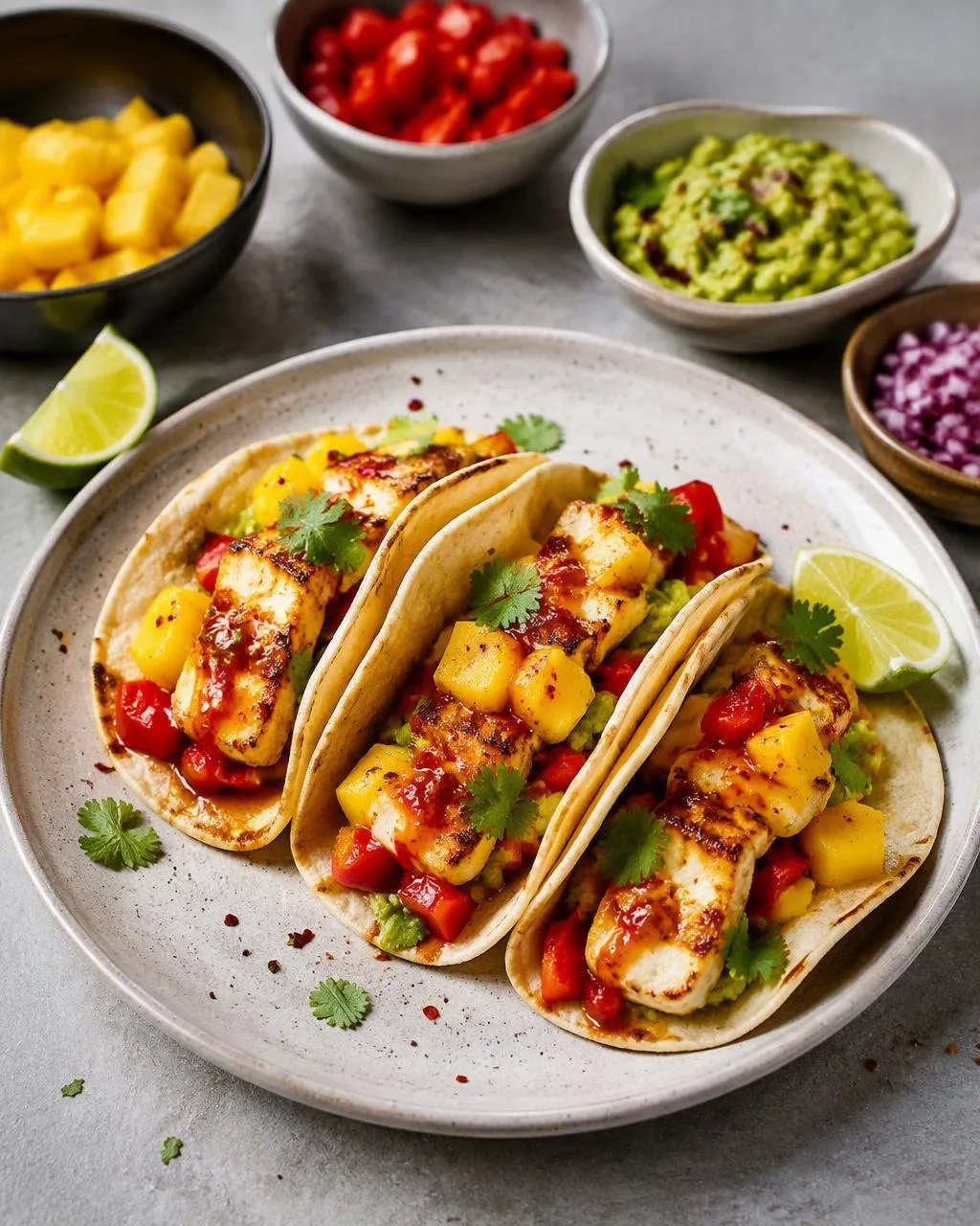 Halloumitacos med mango