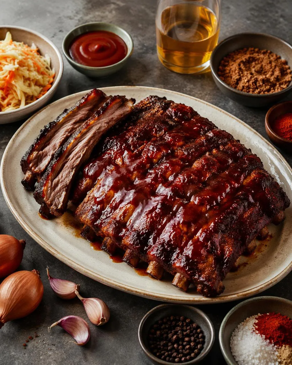 St Louis-revben med BBQ-glaze