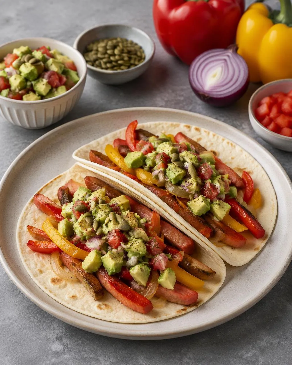 Falukorvfajitas med avokadosalsa