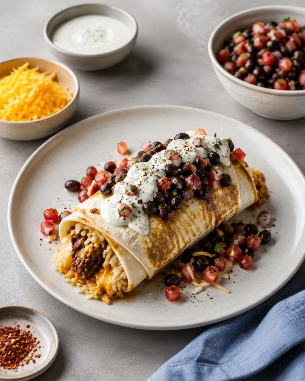 Fläskburrito med svartbönssalsa