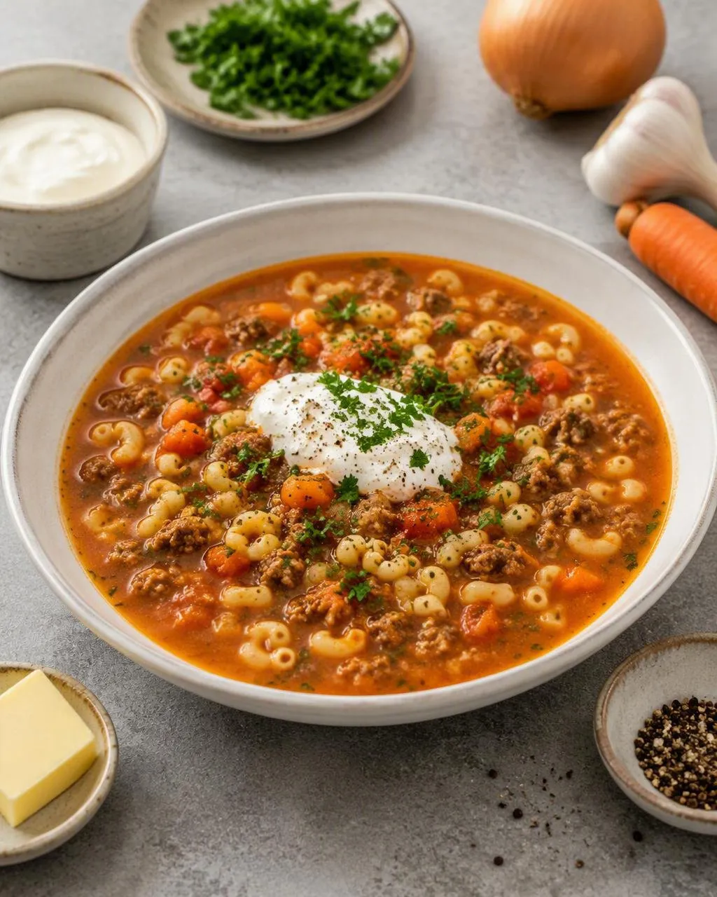Köttfärssoppa med makaroner