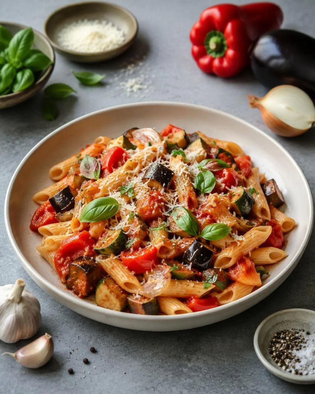 Pasta med rostade grönsaker