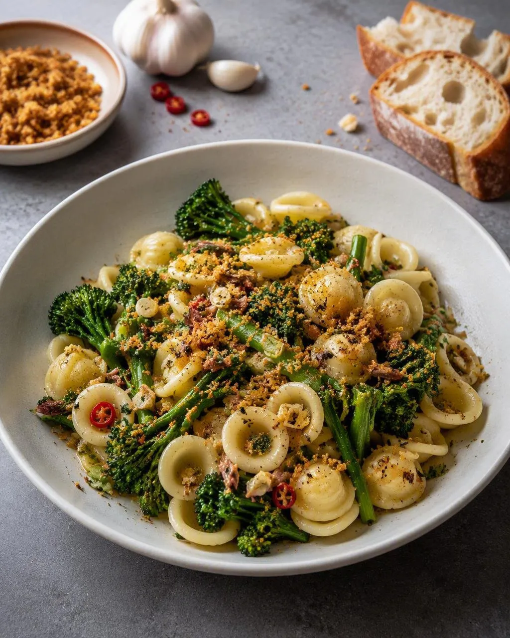 Orecchiette med broccolini och ansjovis