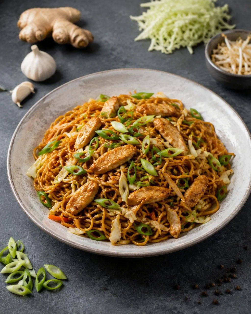 Chow mein med kyckling