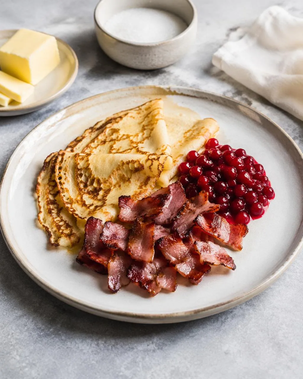 Pannkakor med fläsk och lingon