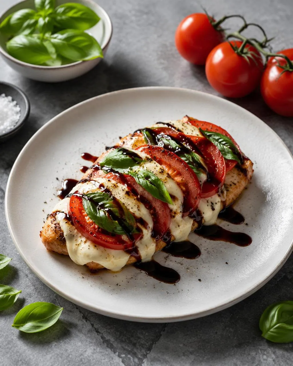 Kyckling caprese med mozzarella och basilika