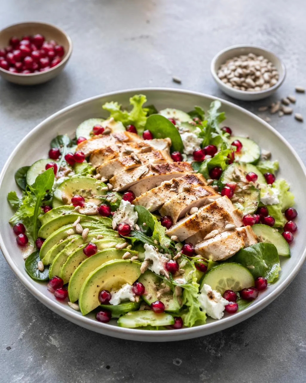 Kycklingsallad med avokado och granatäpple