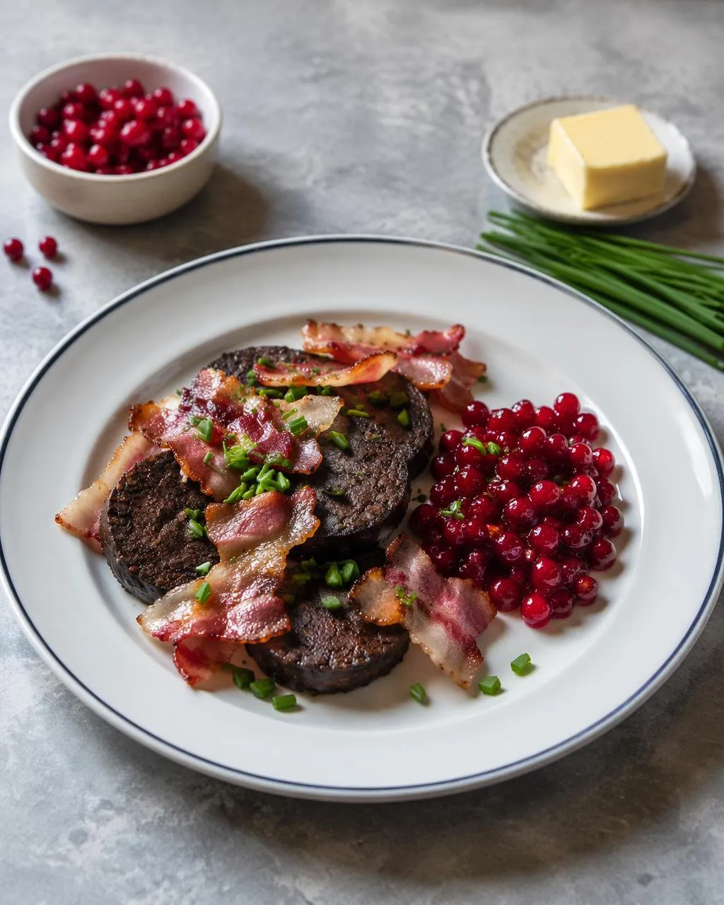 Stekt blodpudding med bacon