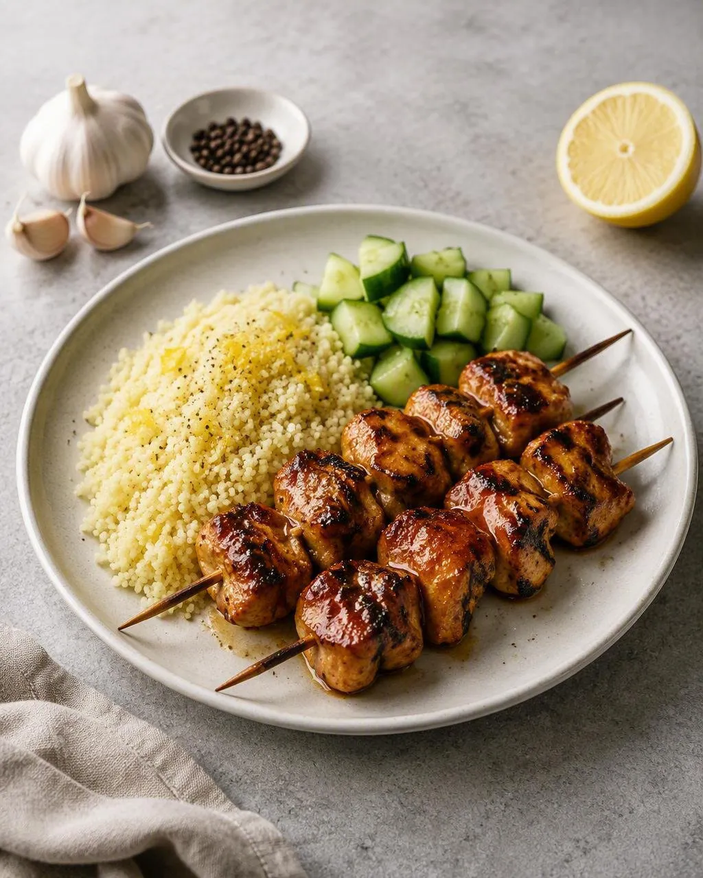 Honungsglaserade kycklingspett med couscous