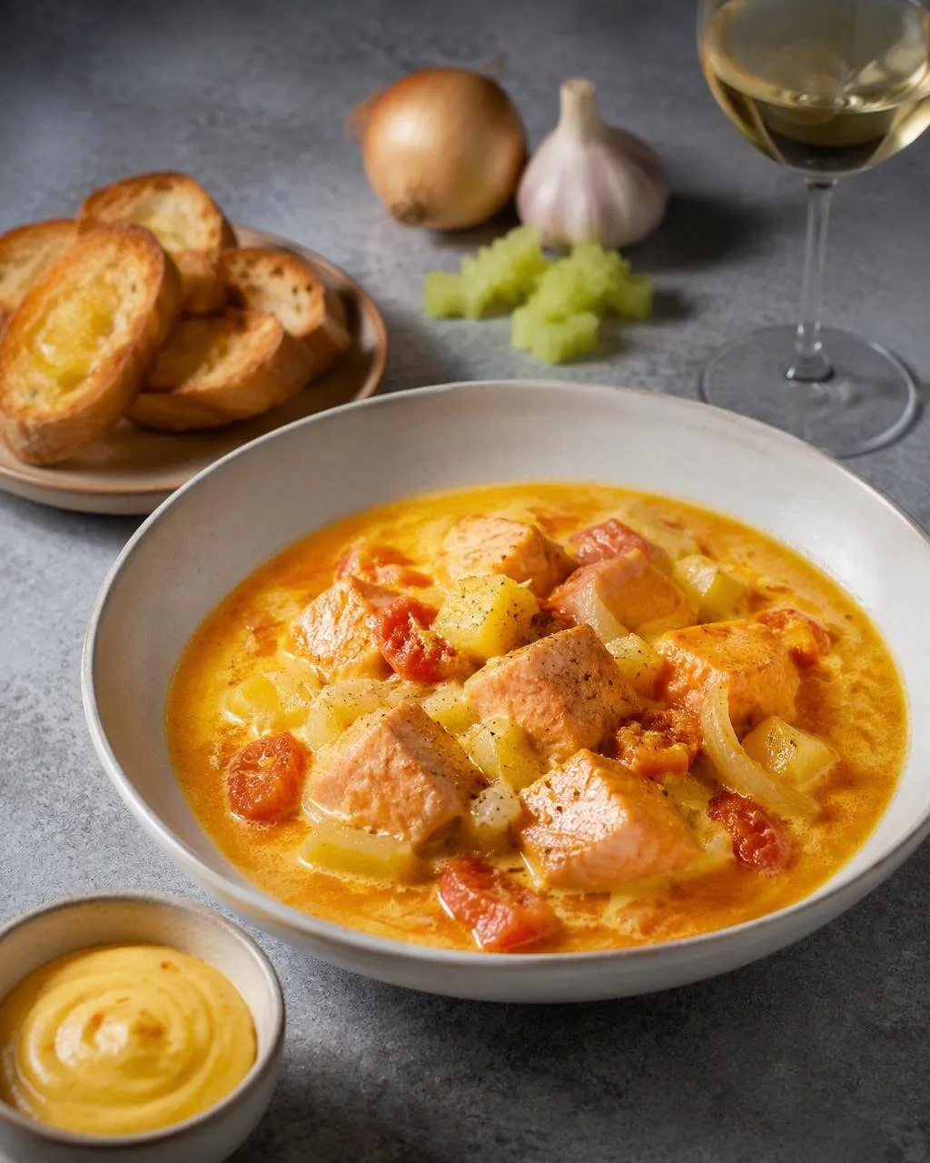Laxgryta med saffran och fänkål
