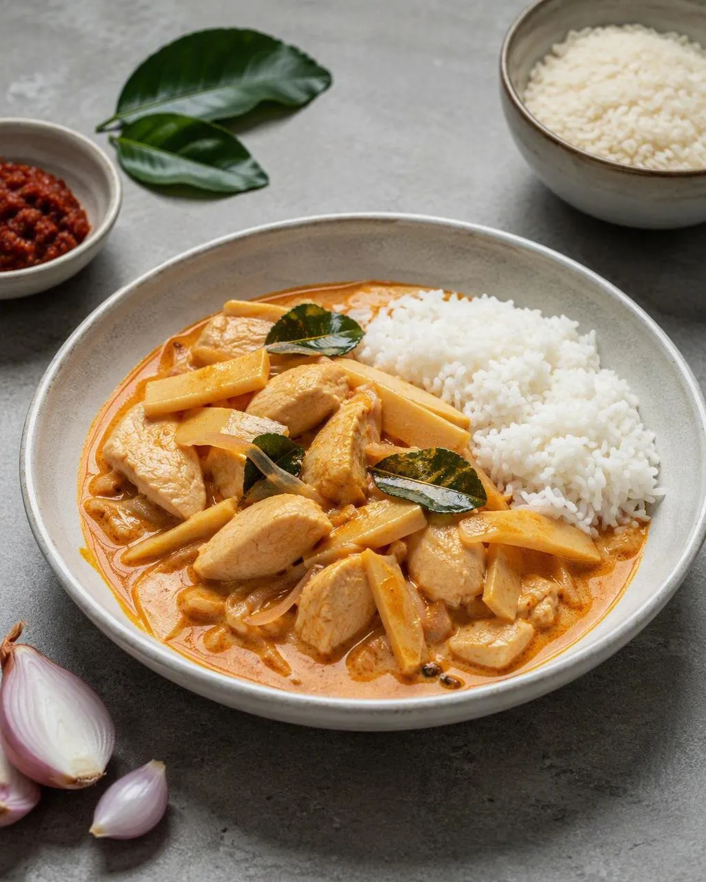 Röd curry med kyckling och bambuskott