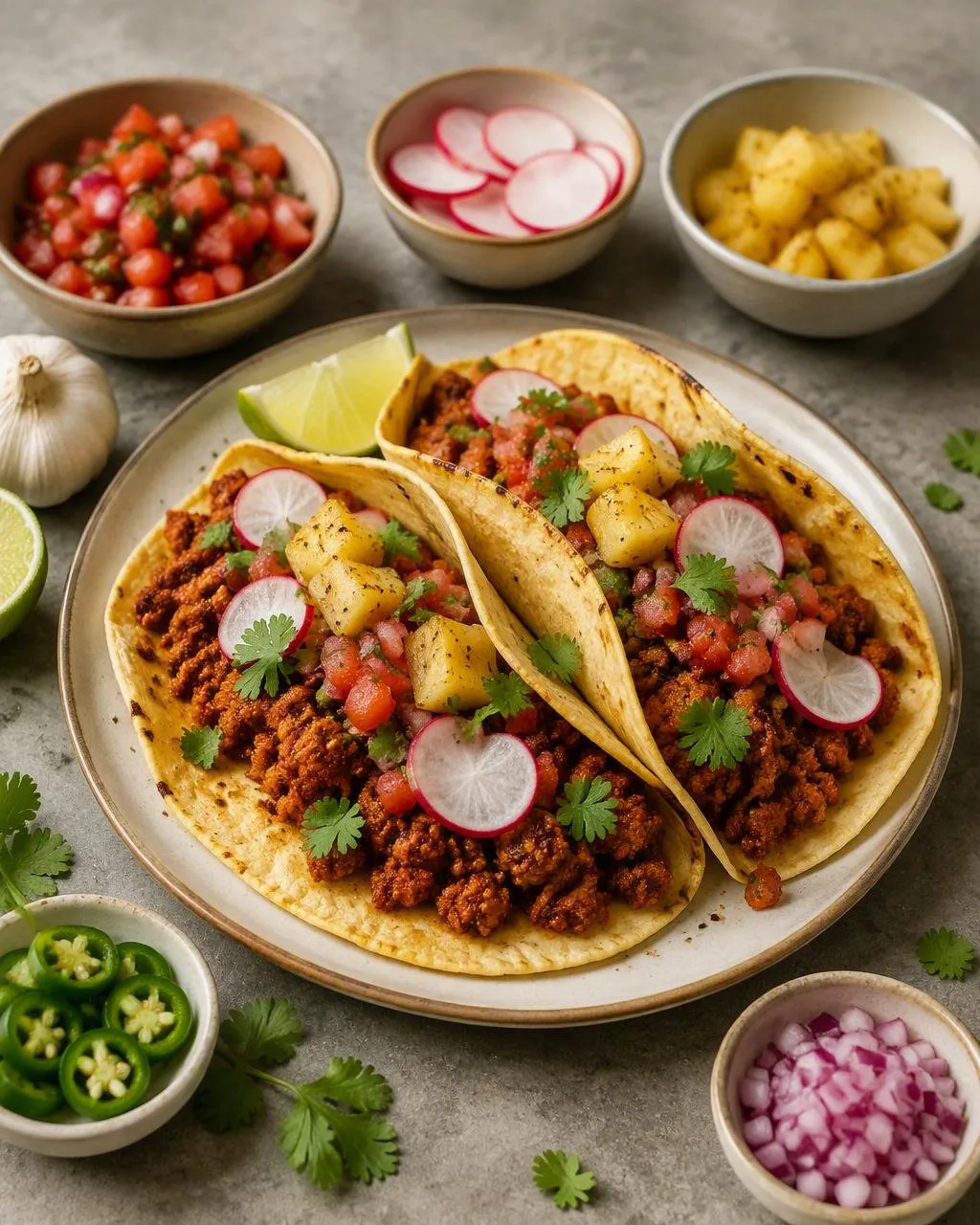 Tacos al pastor med vegofärs