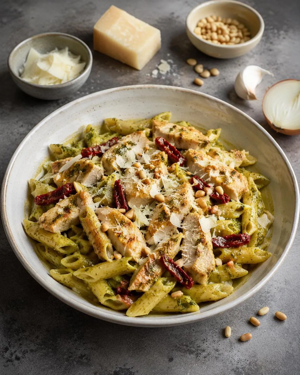 Pasta med kyckling och pesto