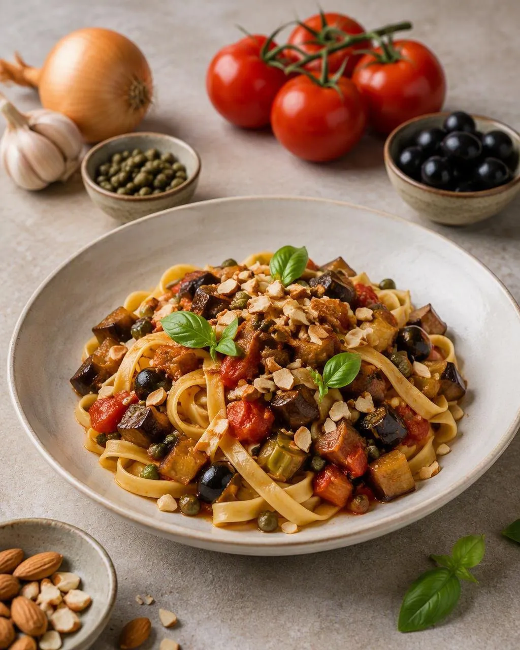 Tagliatelle med caponata