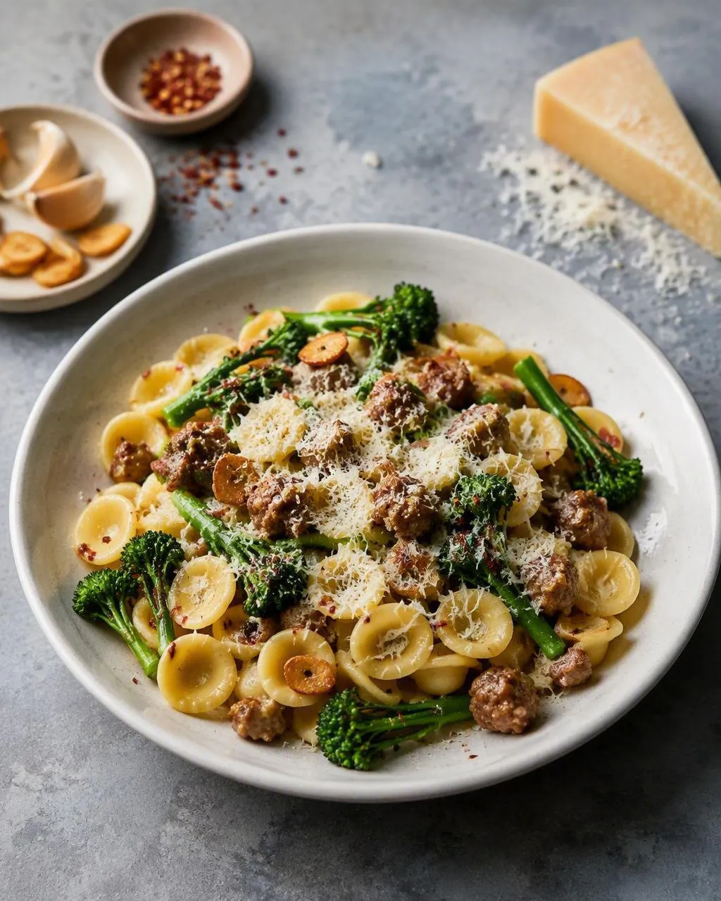 Orecchiette med broccoli och korv