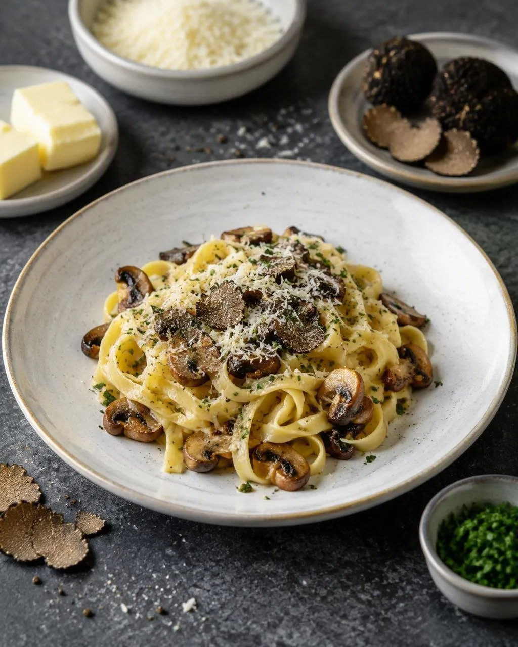 Tagliatelle med svamp och tryffel