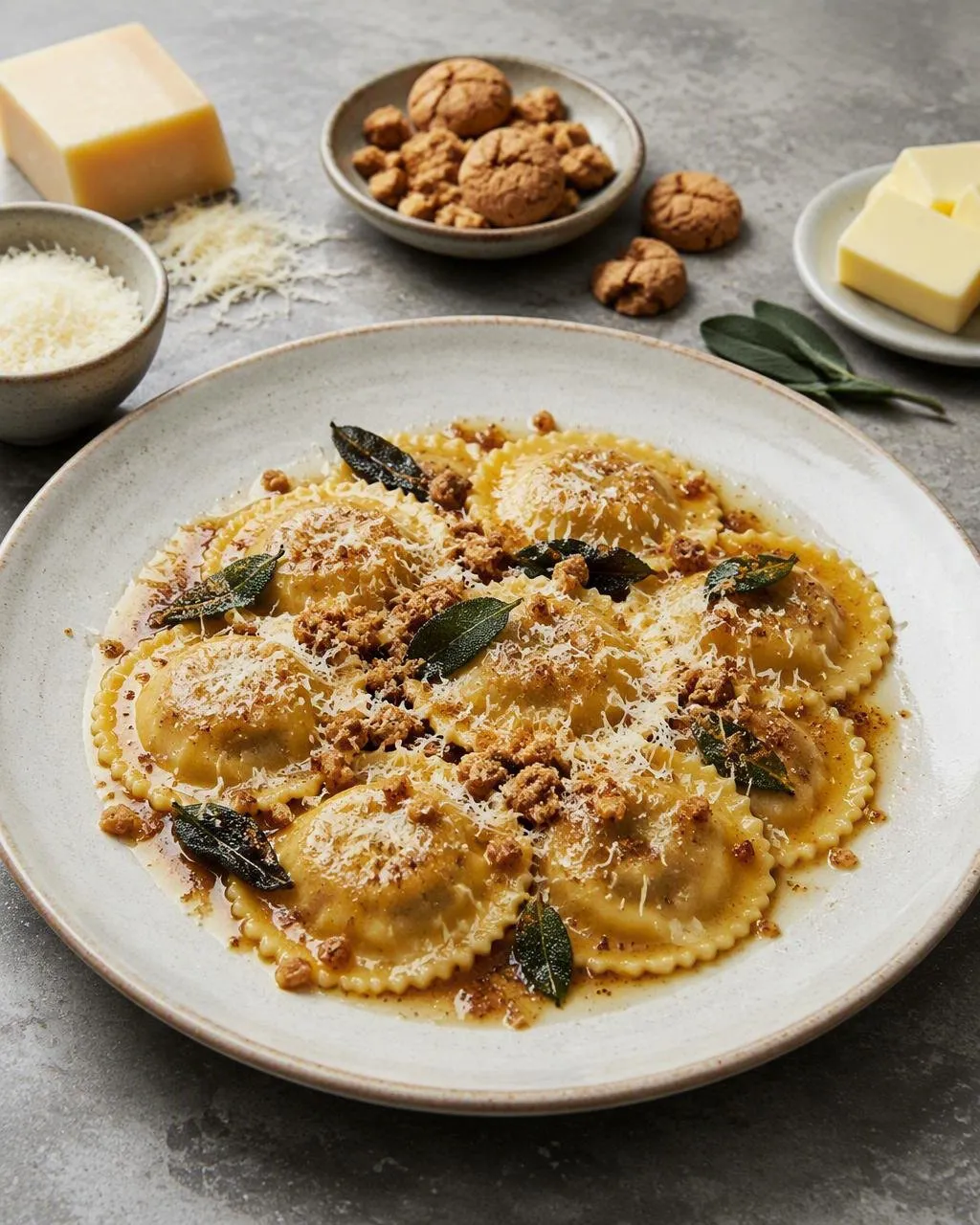 Ravioli med pumpa i salviasmör