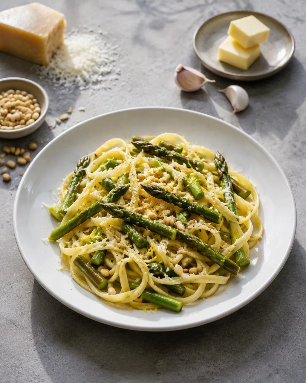 Linguine med sparris och citron
