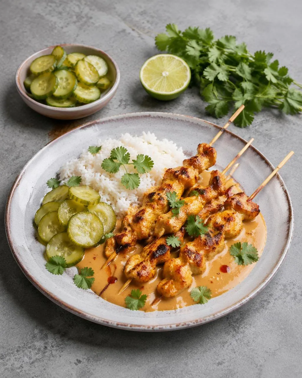 Kyckling satay med jordnötssås
