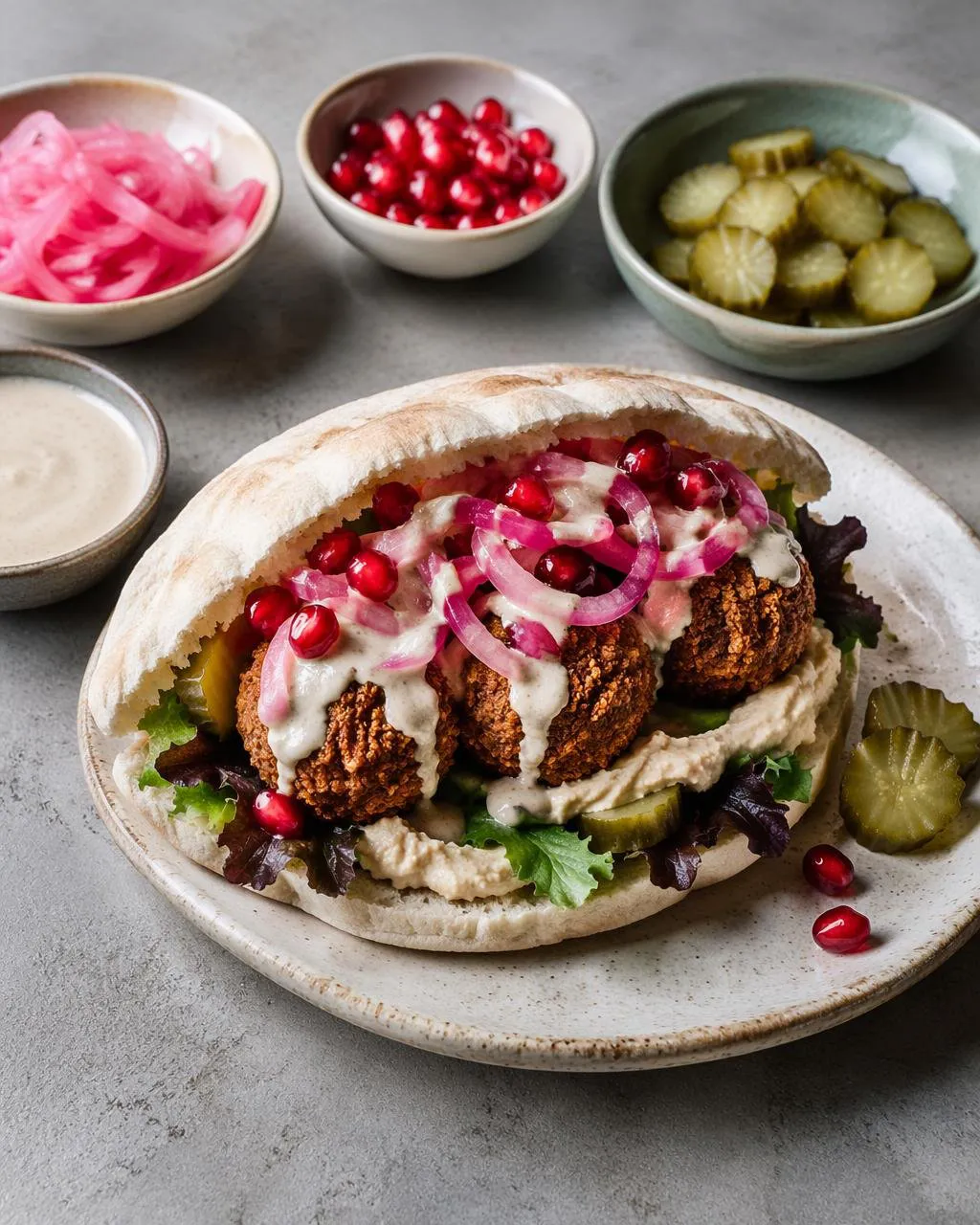 Falafel i pitabröd med hummus