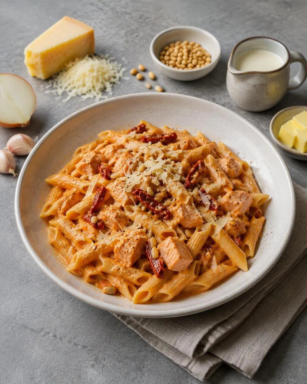 Krämig laxpasta med soltorkad tomat