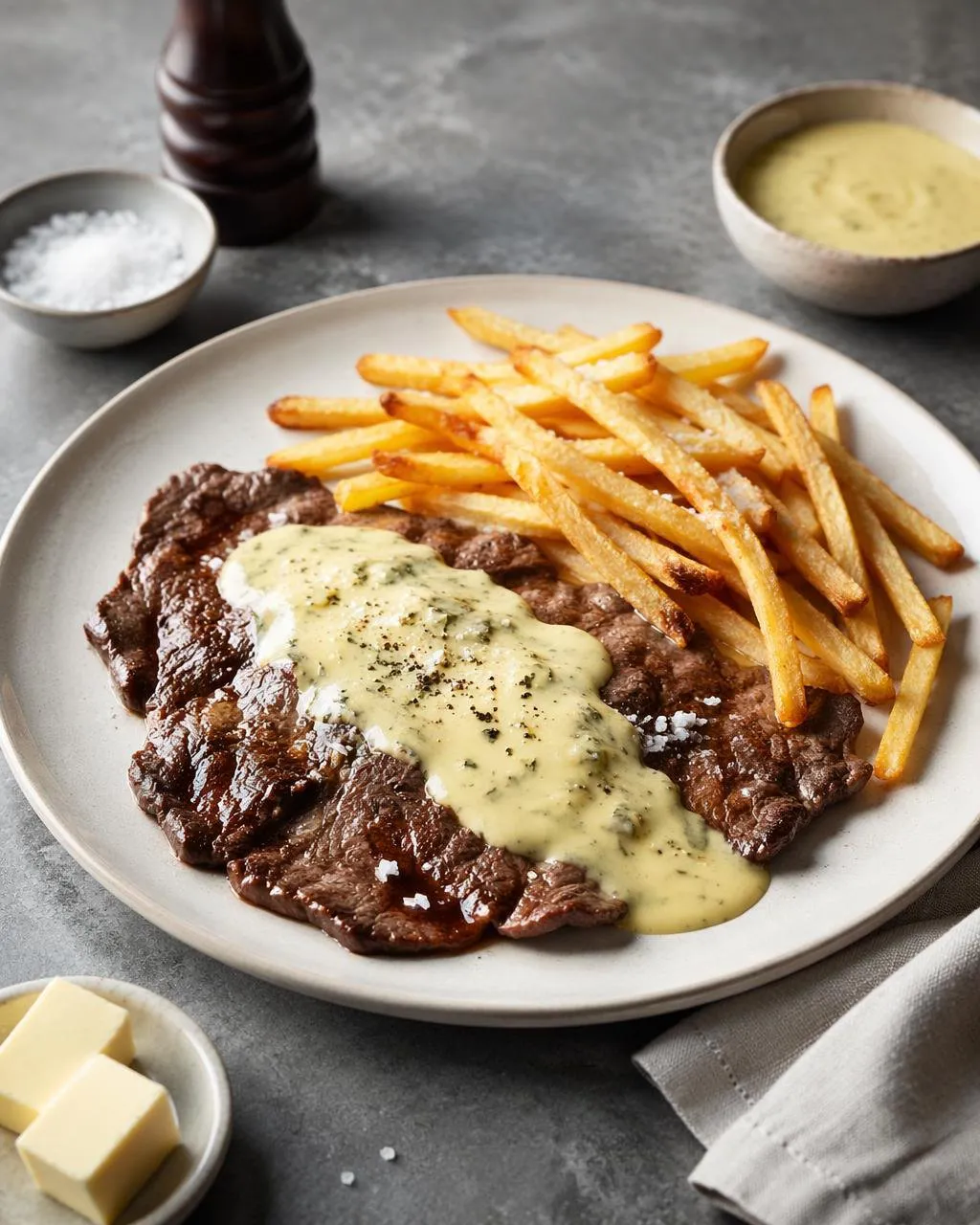Lövbiff med bearnaisesås och pommes