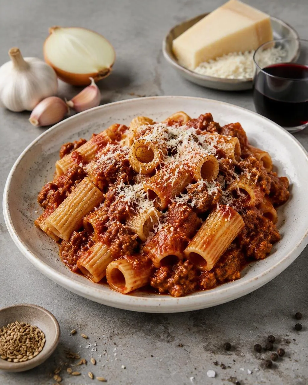 Pasta med italiensk korv i tomatsås