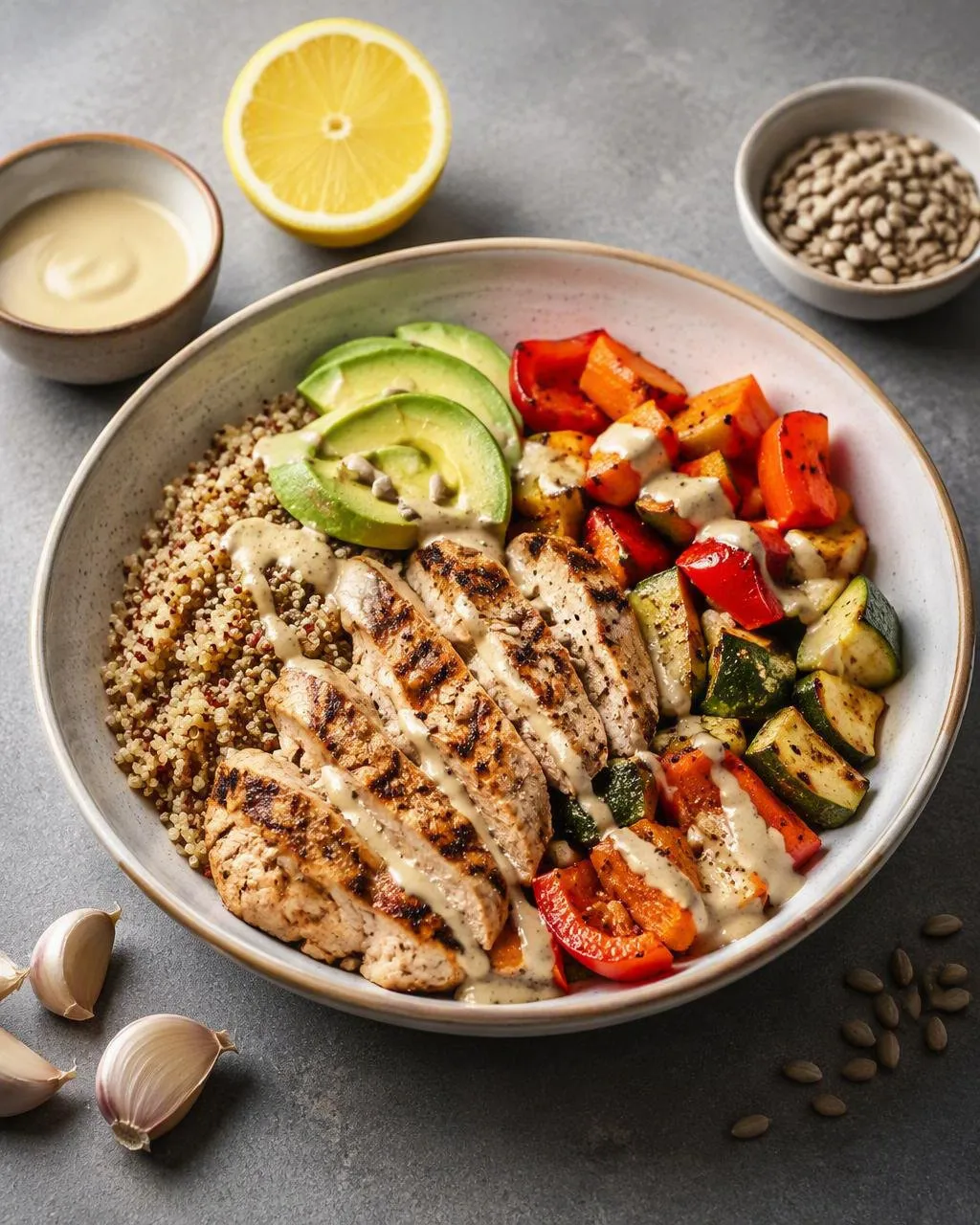 Grain bowl med kyckling och quinoa