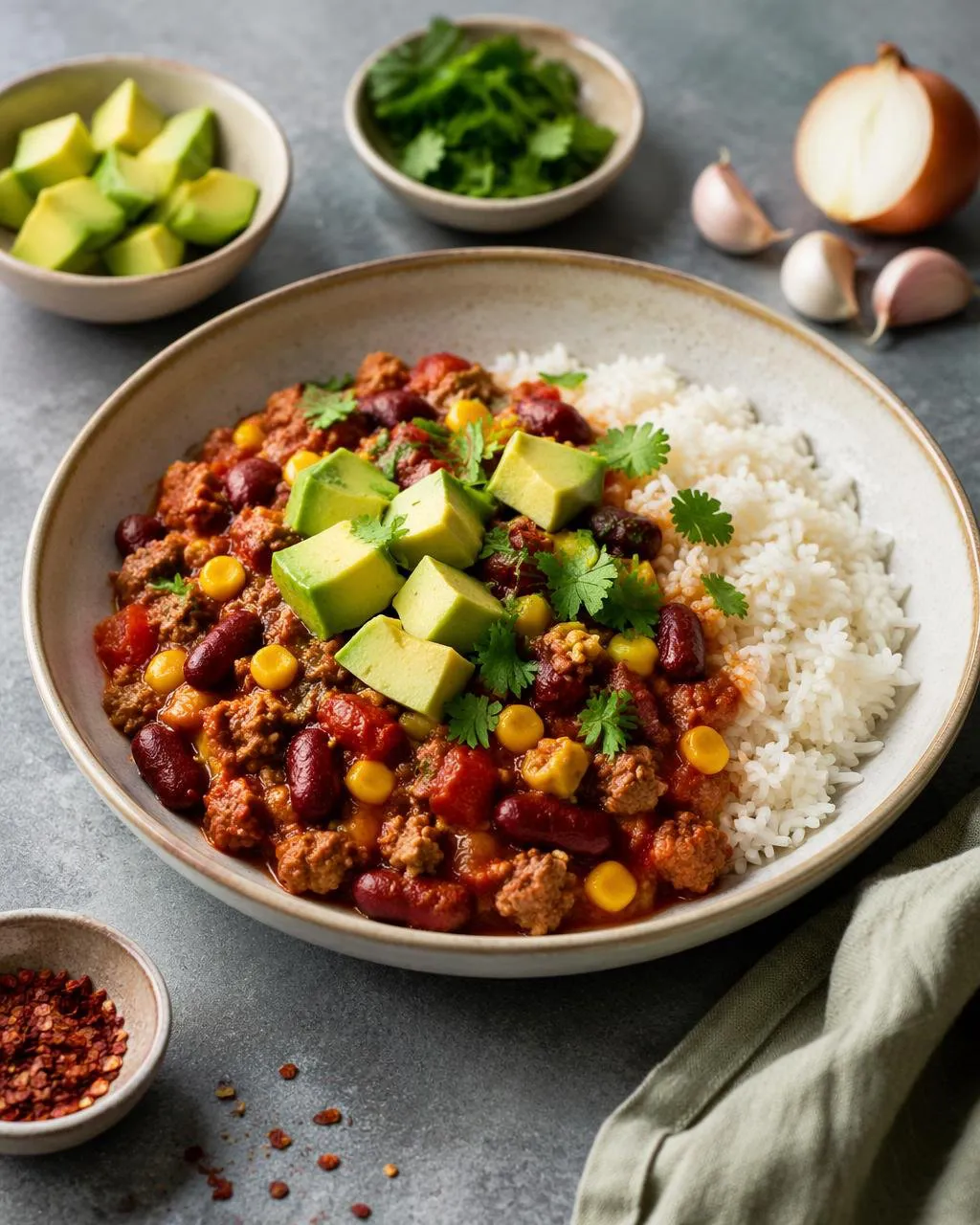 Kalkonchili med bönor och majs