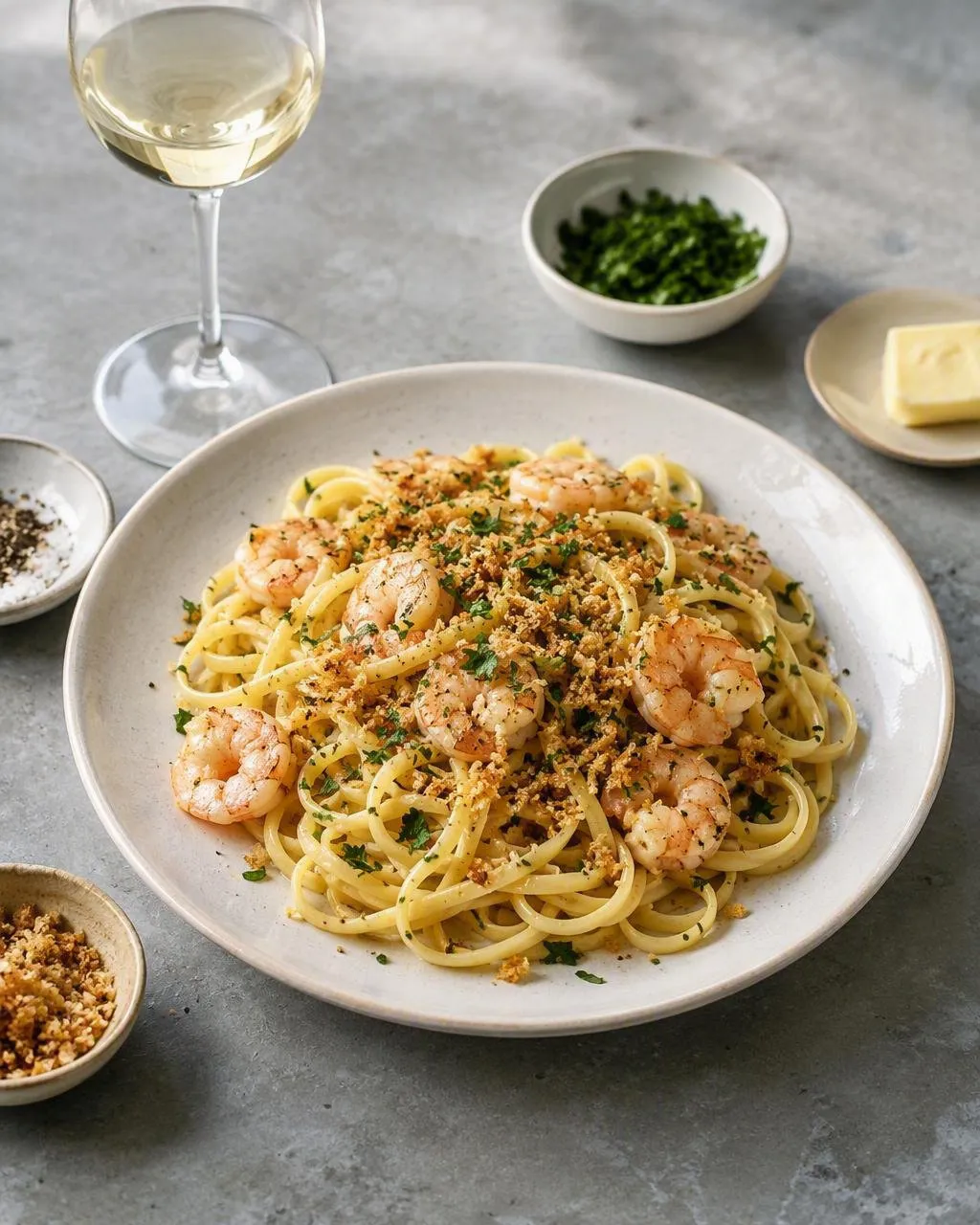 Shrimp scampi med pasta
