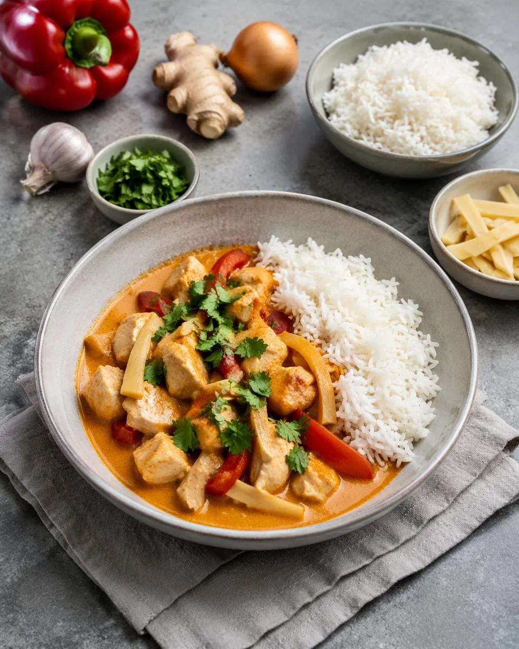 Kycklinggryta med röd curry och kokos