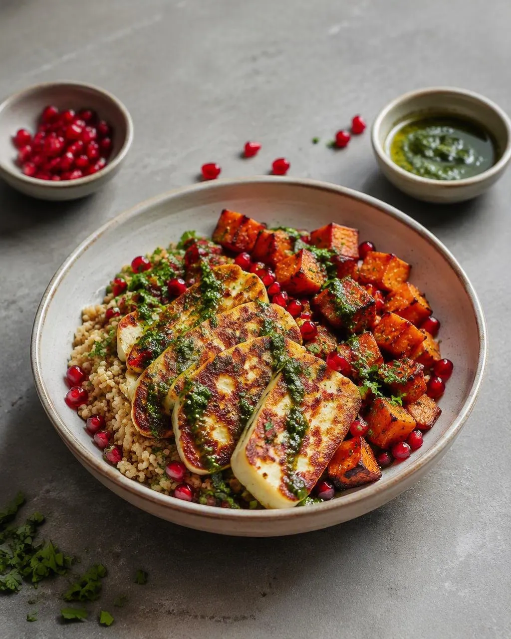 Grain bowl med halloumi
