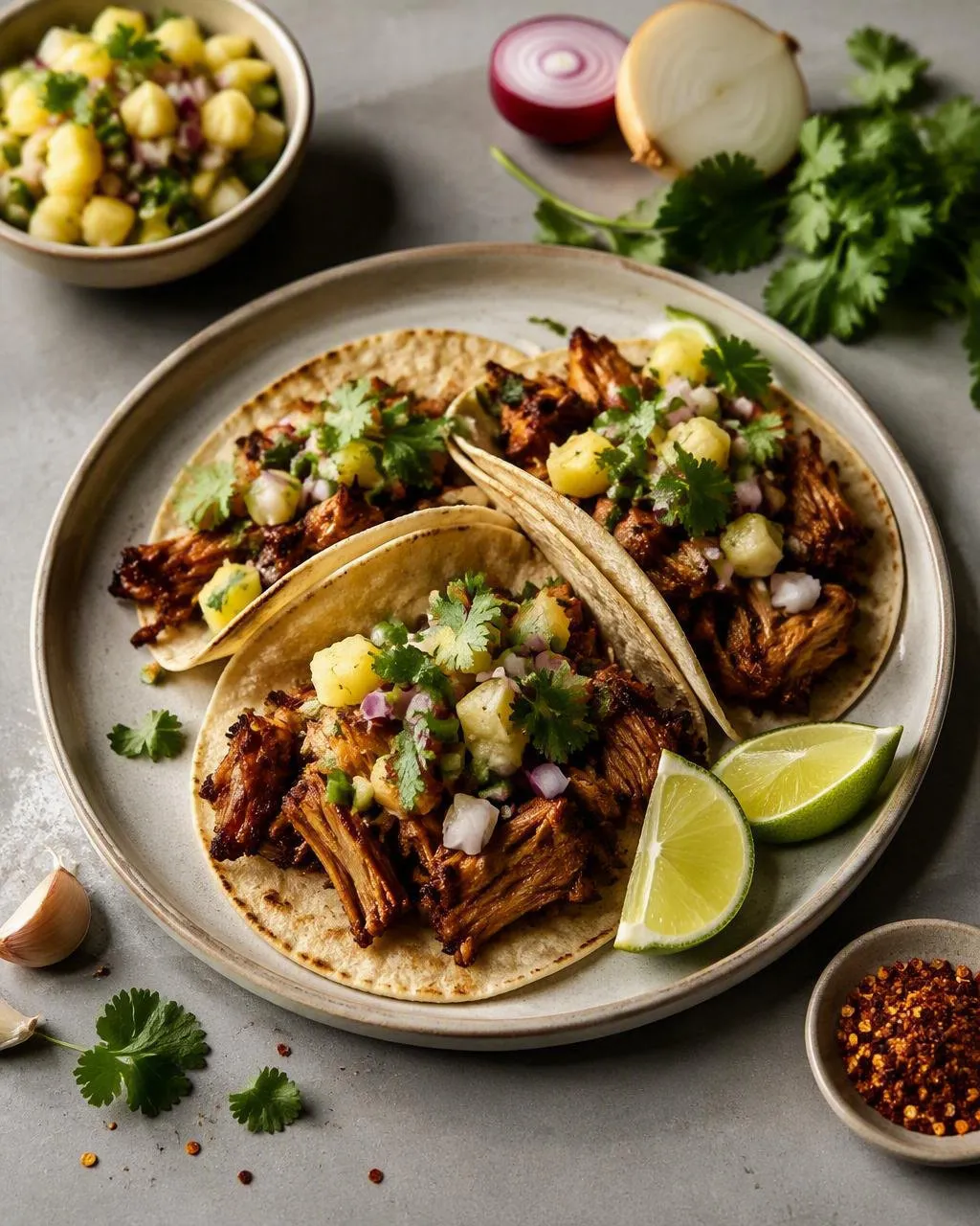 Carnitas-tacos med jackfruit