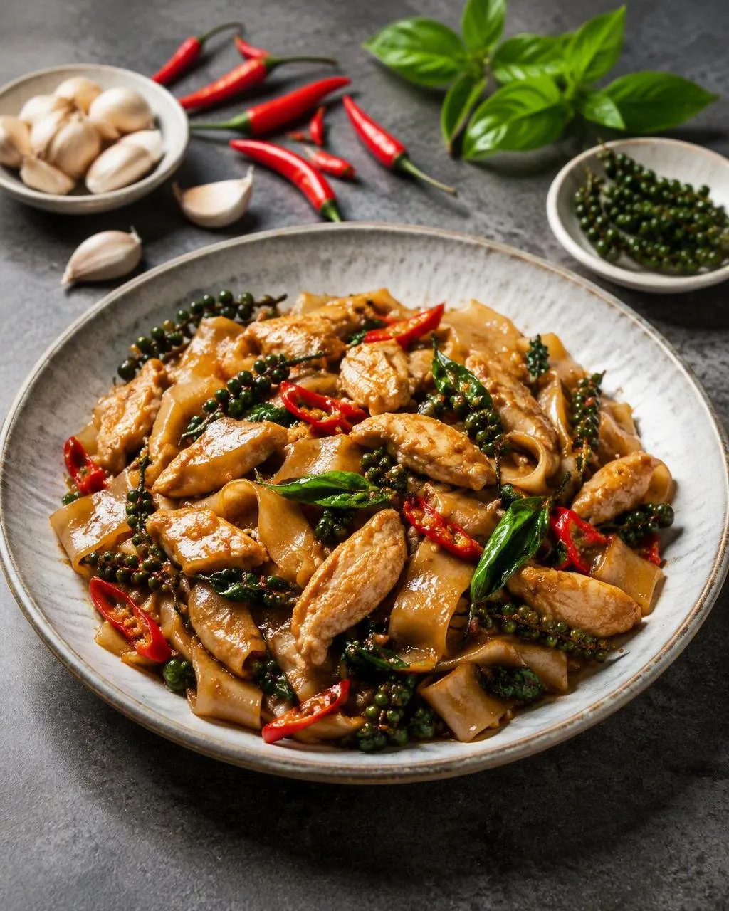 Drunken noodles med kyckling