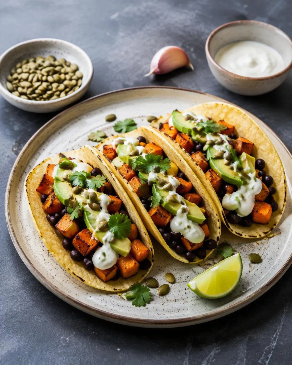 Sötpotatistacos med svartbönor