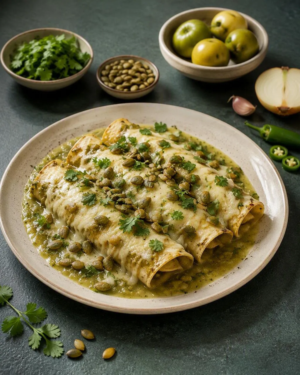 Ostenchiladas med salsa verde