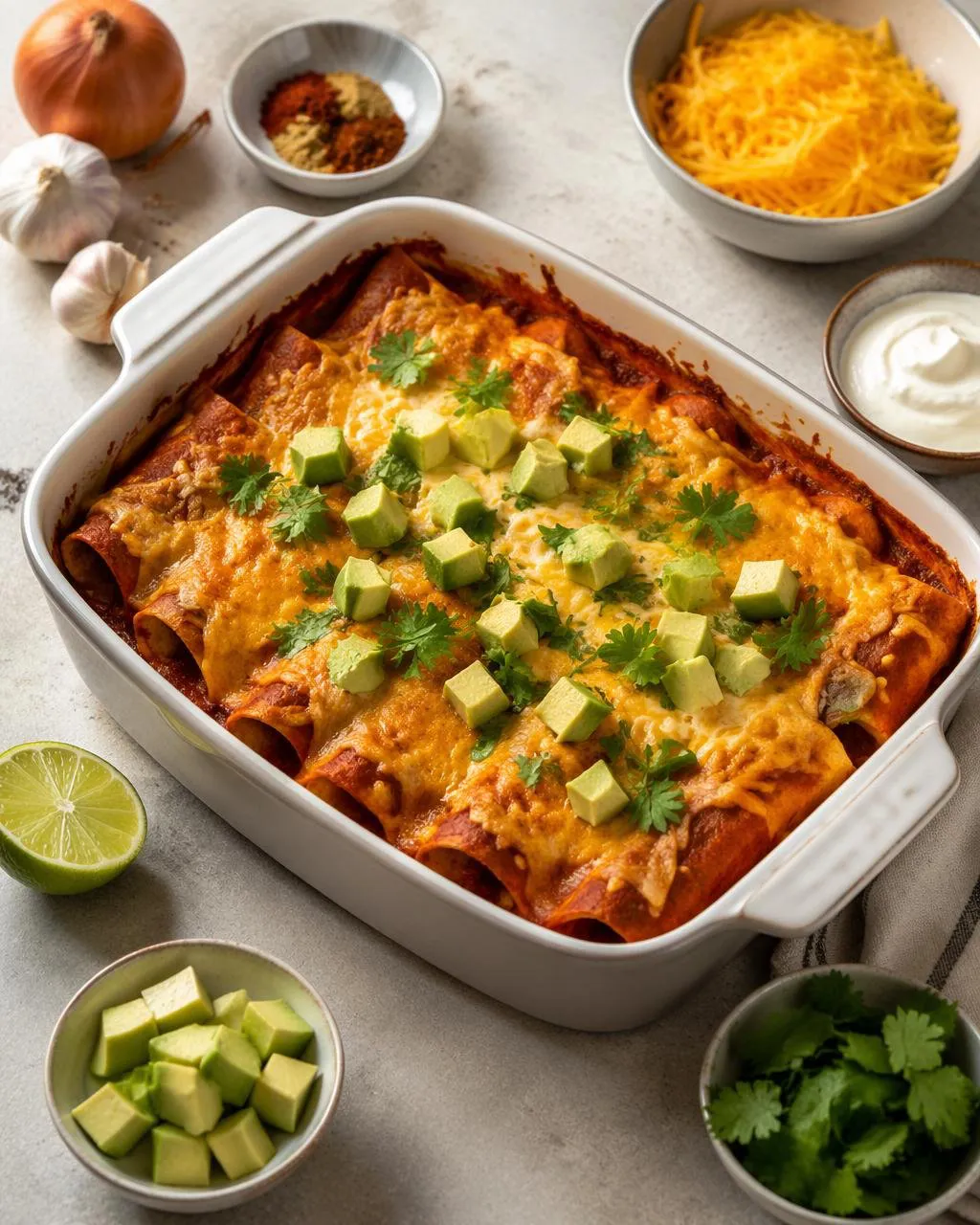 Chicken enchilada-gratäng