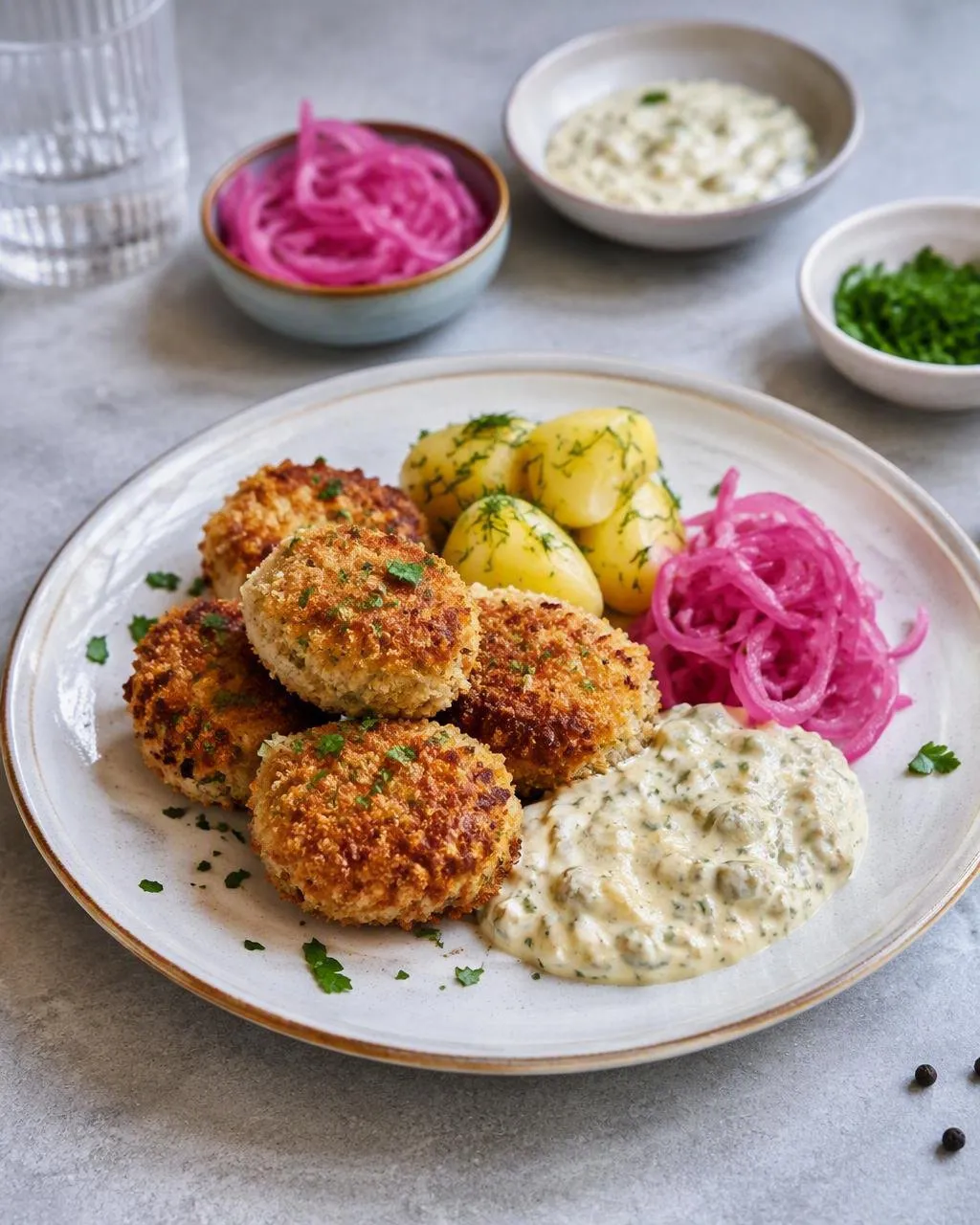 Pankopanerade fiskbullar med remoulad