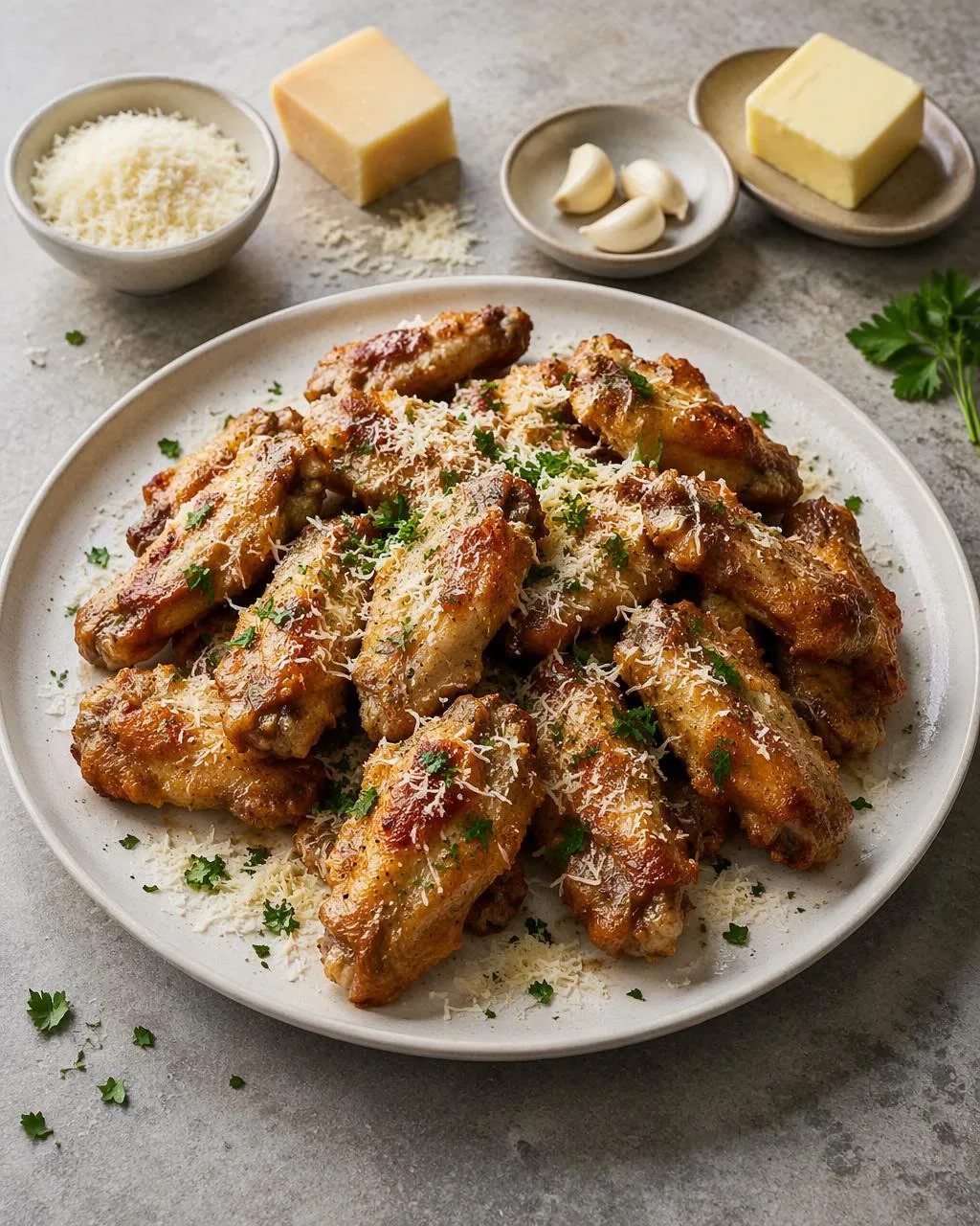 Kycklingvingar med vitlök och parmesan