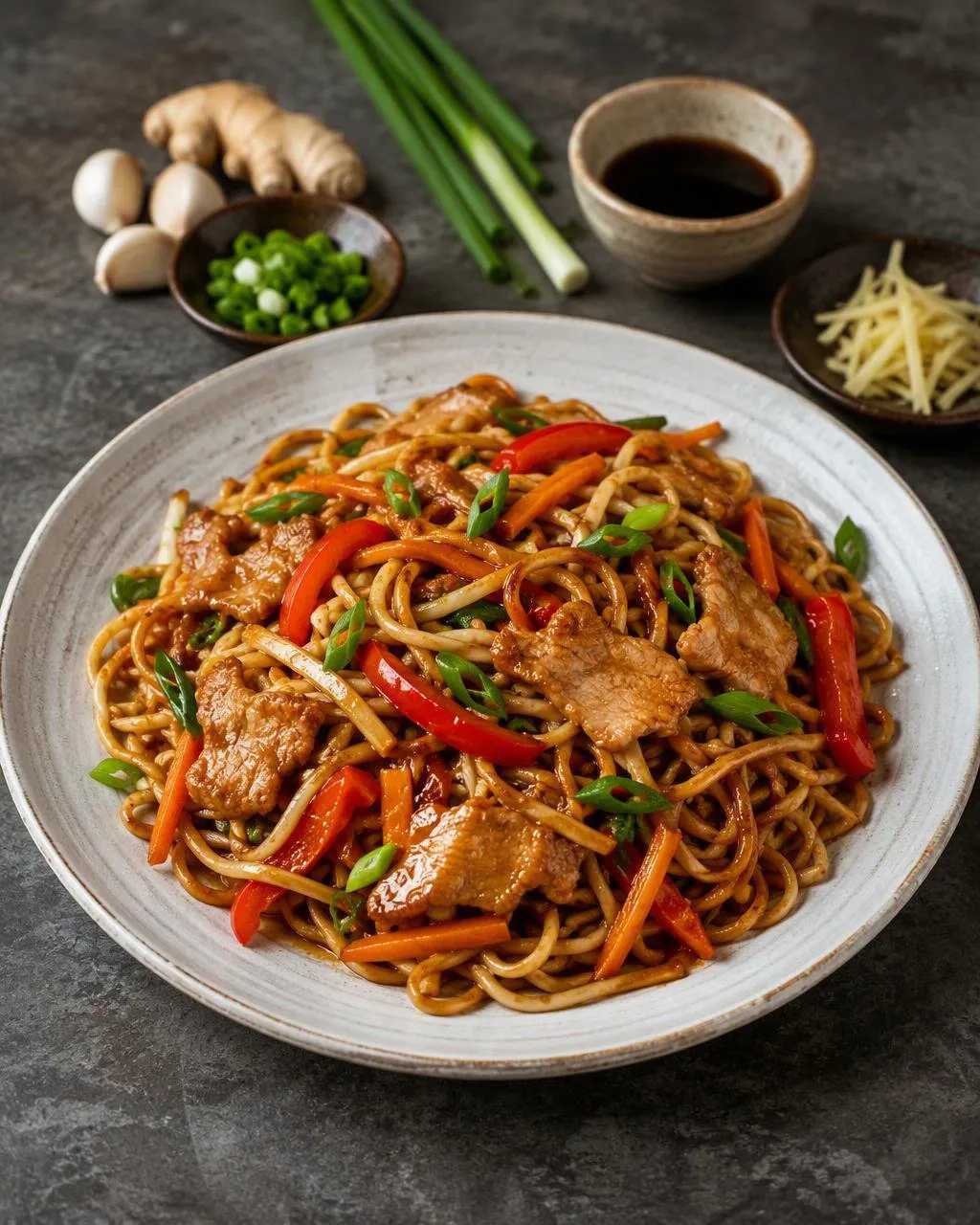 Lo mein med fläsk