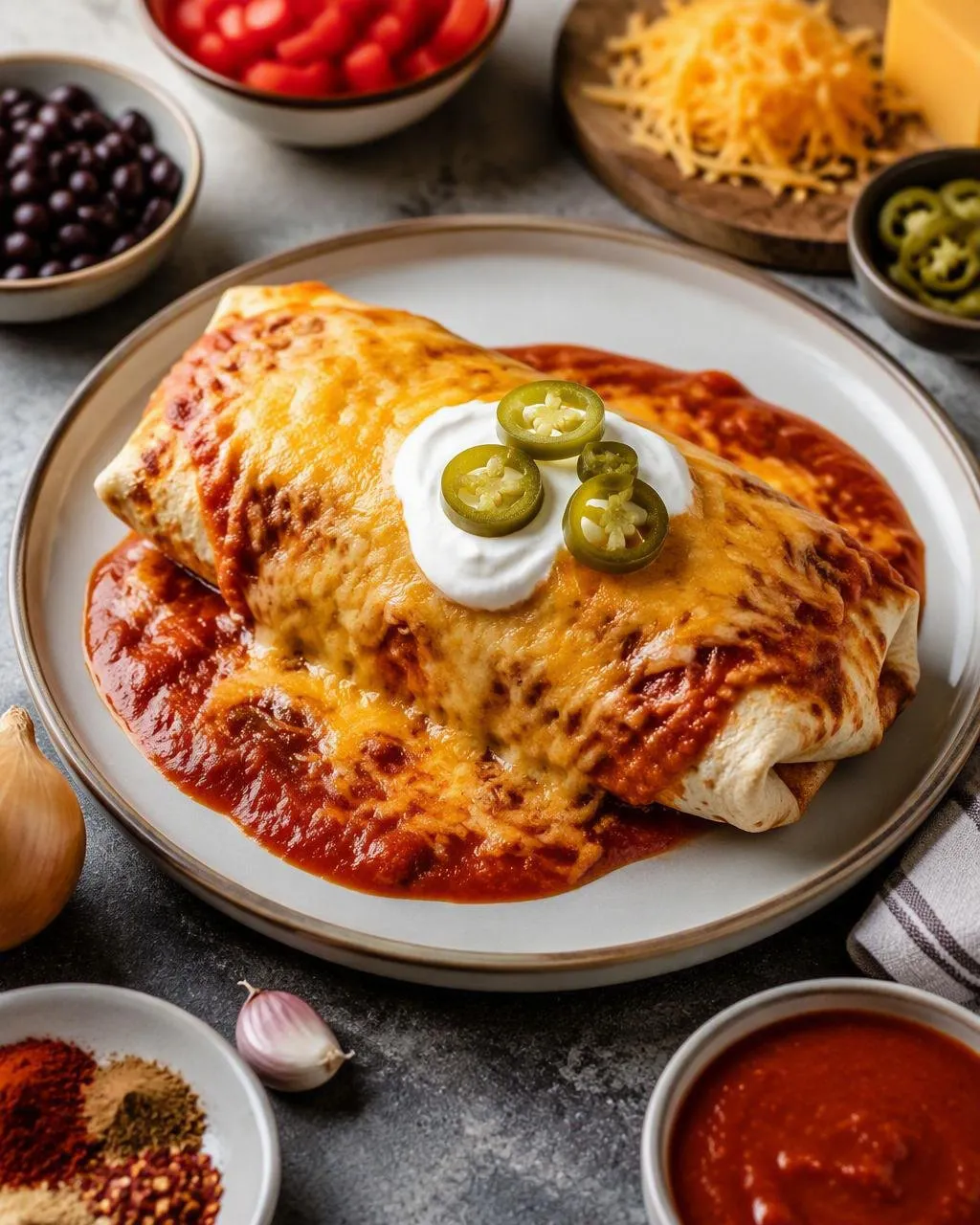 Wet burrito med chilisås