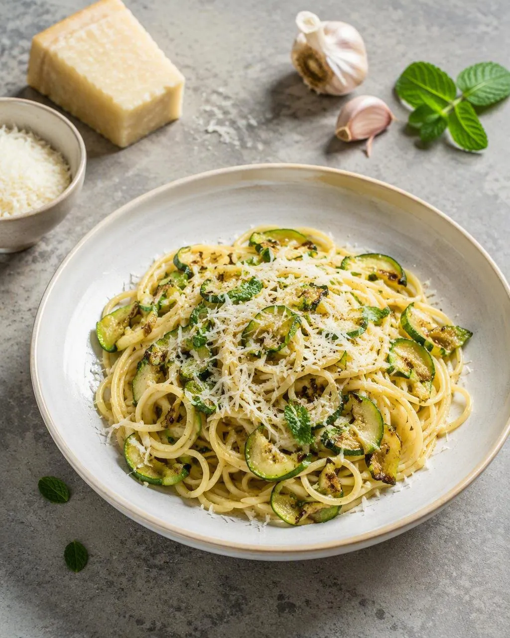 Pasta med zucchini och pecorino