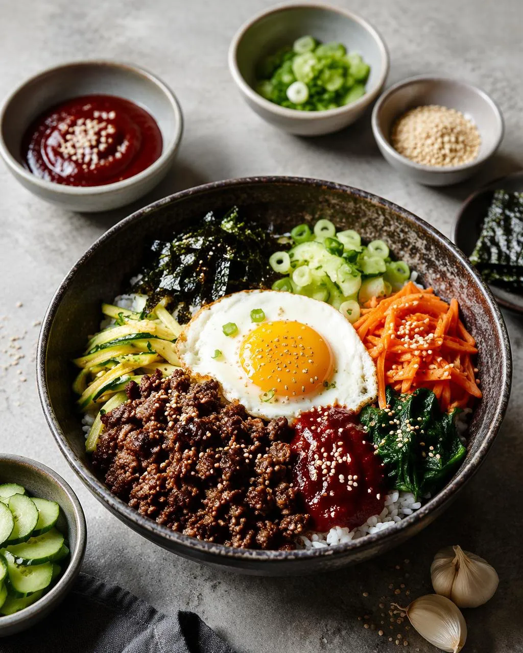 Bibimbap med nötfärs