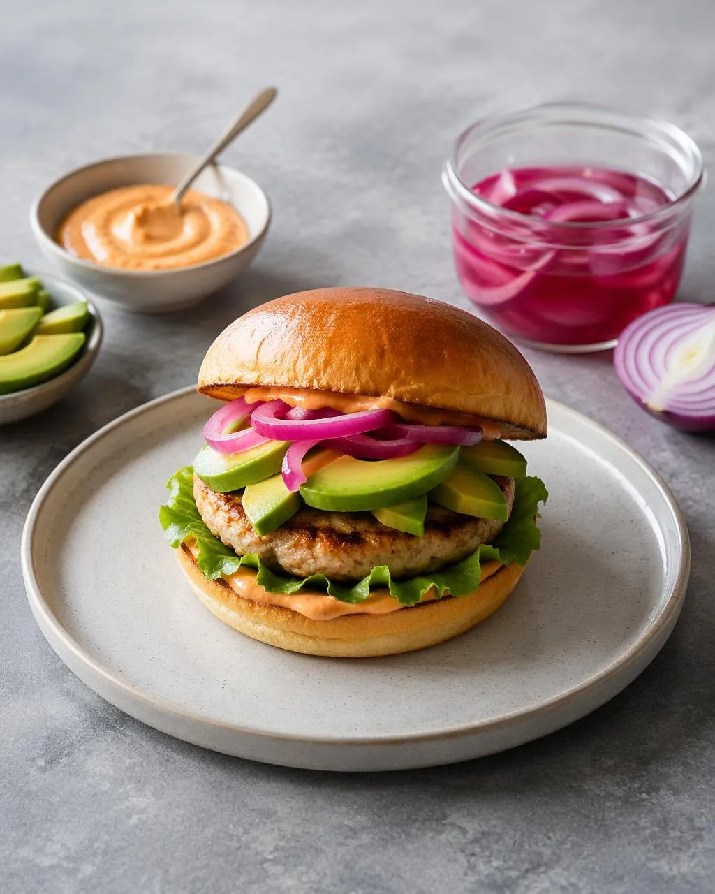 Kalkonburgare med avokado och chipotlemajo