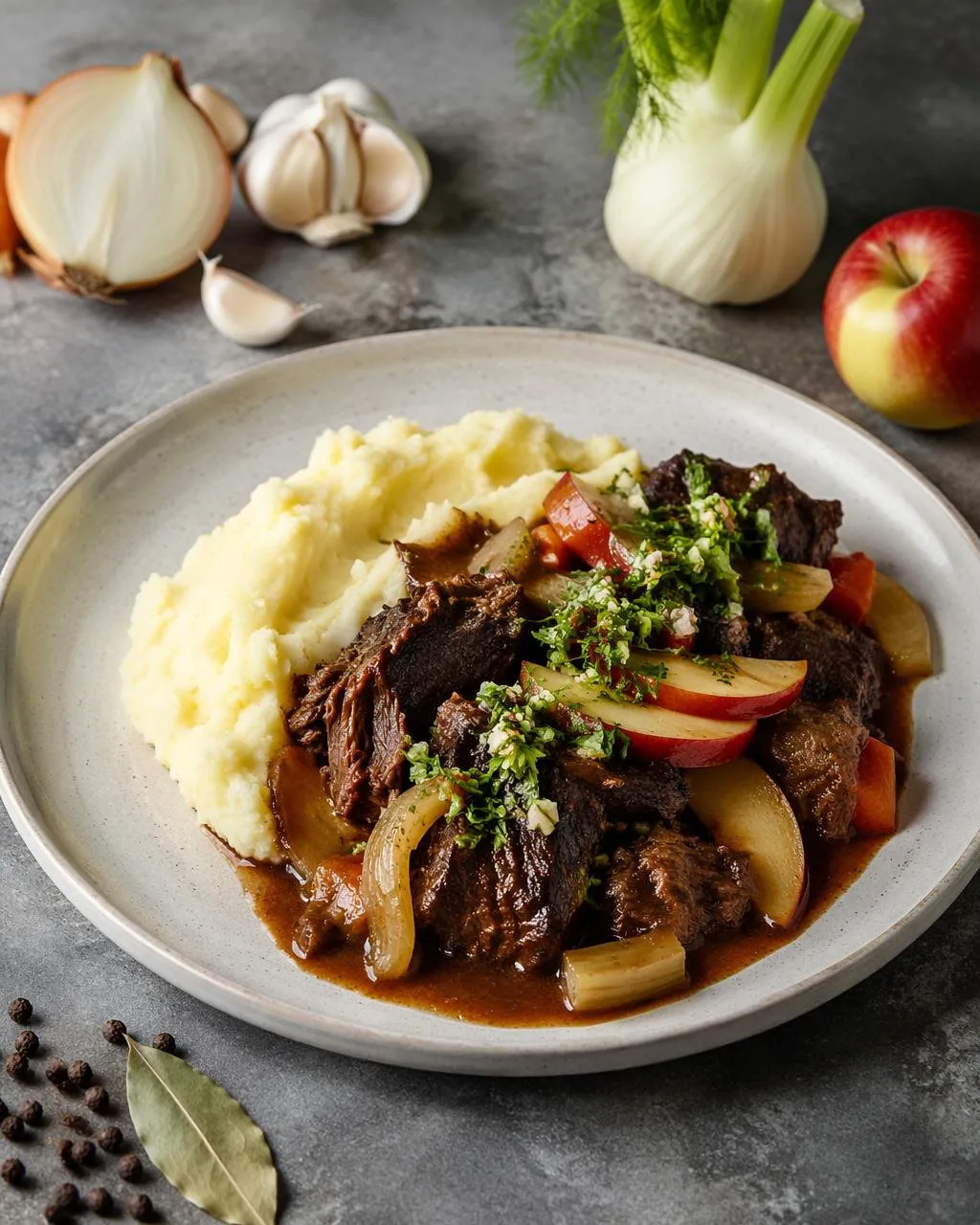 Kryddig högrev med fänkål och äpple