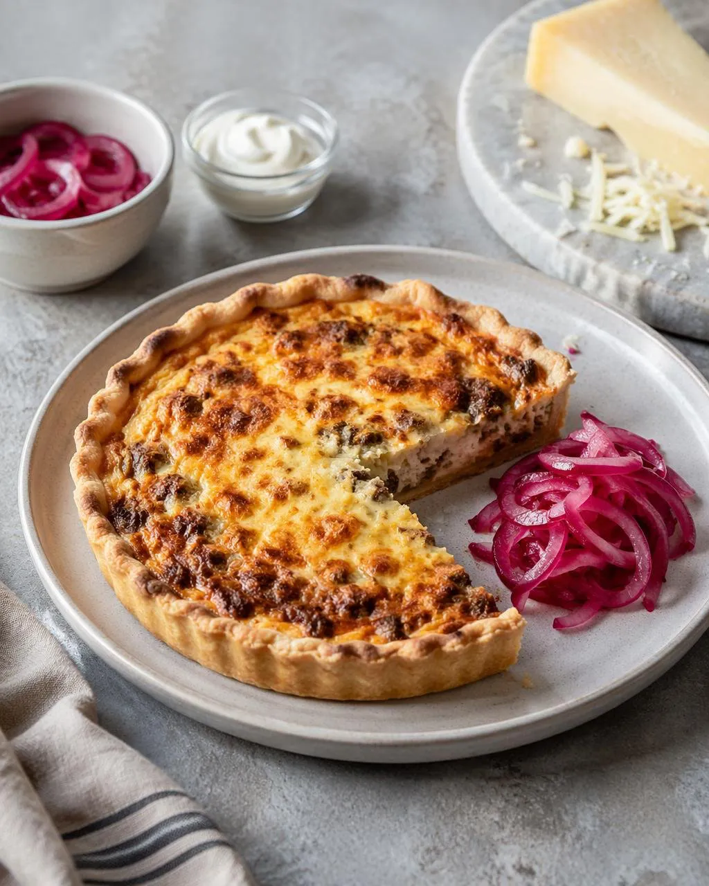 Köttfärspaj med crème fraiche