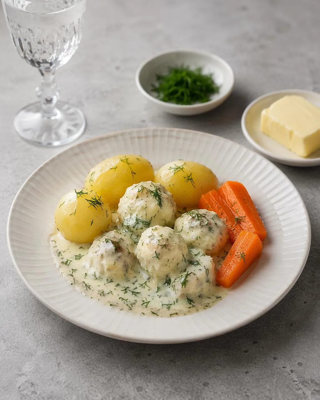 Fiskbullar med dillsås