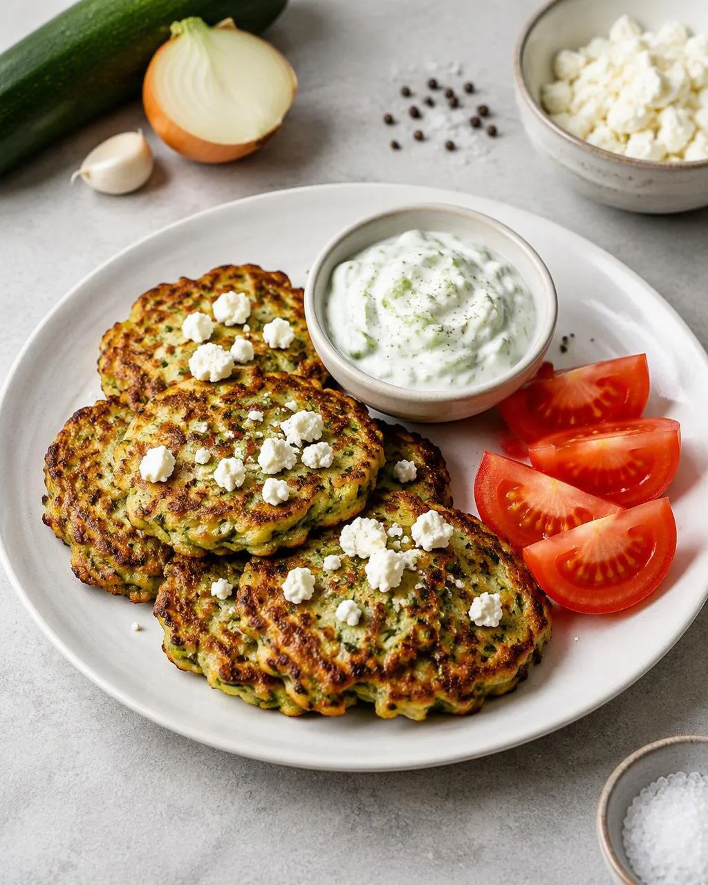 Zucchiniplättar med tzatziki