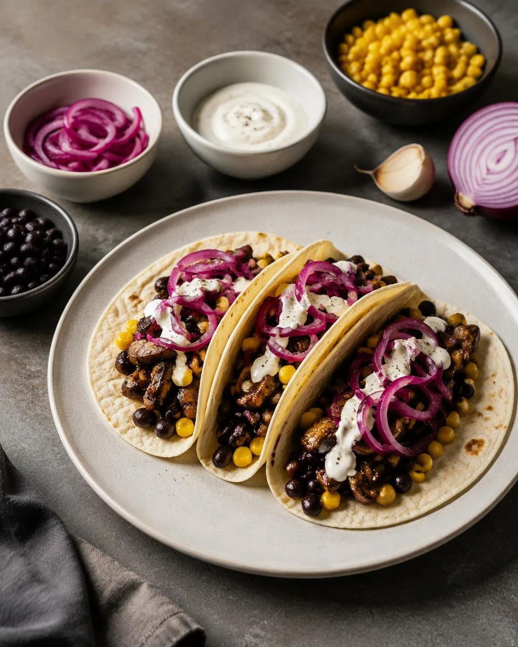 Portabellotacos med svartbönor