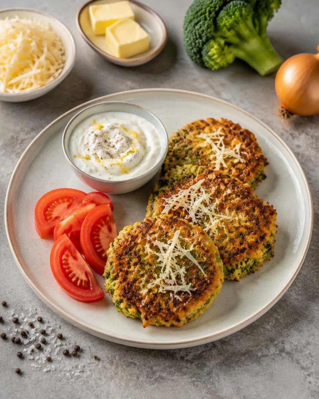 Broccolibiffar med kall yoghurtsås